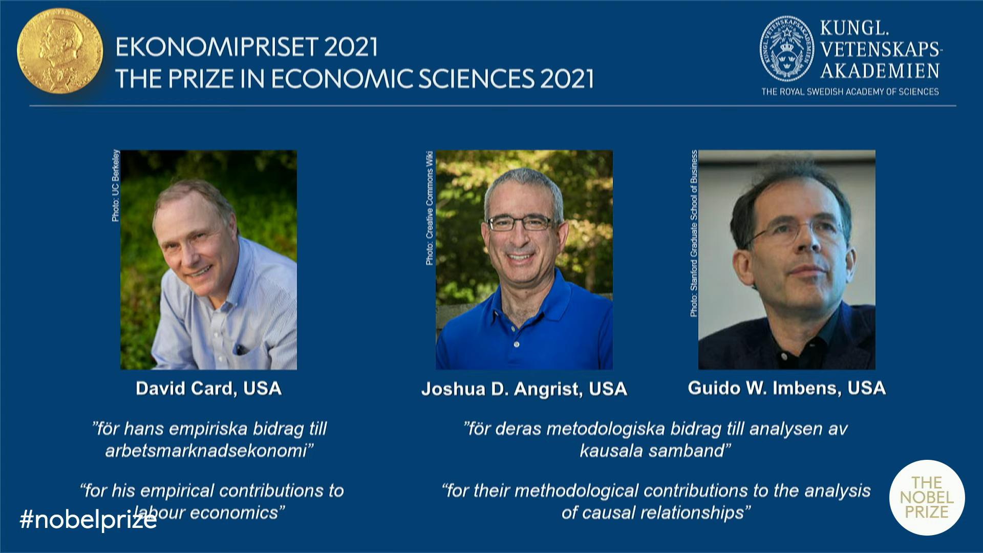 ViMoney - 3 nhà kinh tế học người Mỹ và Canada đạt giải Nobel kinh tế năm 2021
