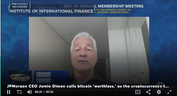 Ông trùm ngân hàng JP Morgan Chase Jamie Dimon:"Bitcoin không có giá trị"