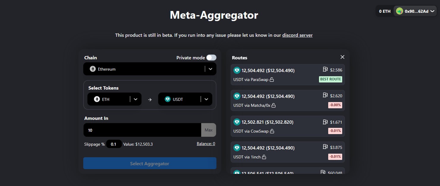 Dex Meta-Aggregator của DefiLlama