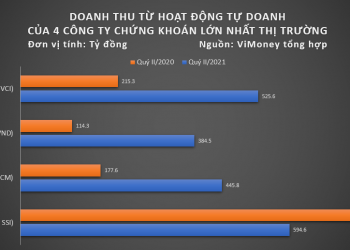ViMoney - Tổng hợp doanh thu từ hoạt động tự doanh của 4 công ty chứng khoán lớn Quý II/2021
