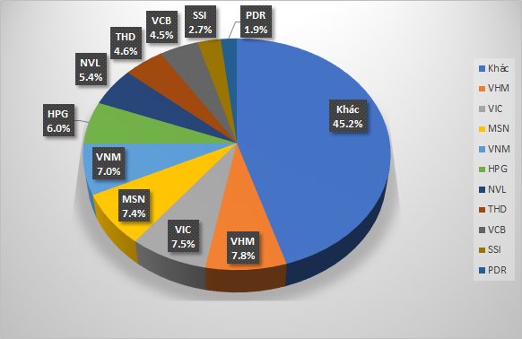 VNM ETF cơ cấu danh mục  - Top 10 cổ phiếu trong danh mục ngày 17/9/2021