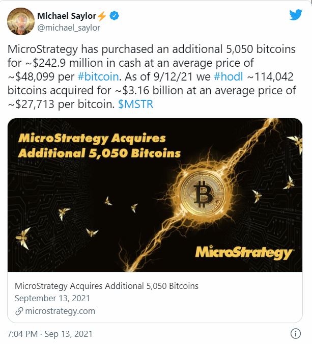 MicroStrategy nhanh tay mua thêm 5.050 Bitcoin trị giá gần 300 triệu USD