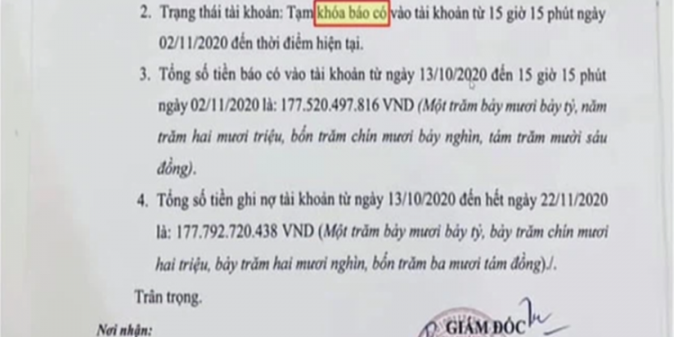 Vietcombank giải đáp Tạm khoá báo có
