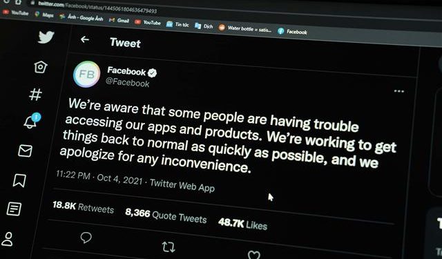 Bị tê liệt nặng, Facebook phải thông báo lỗi trên Twitter