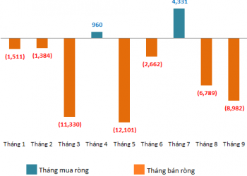 Khối ngoại bán ròng gần 9 nghìn tỷ đồng trên HOSE trong tháng 9