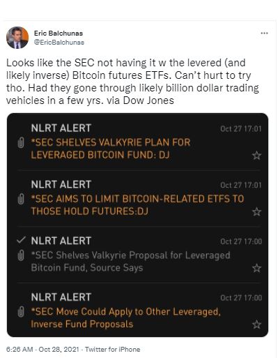 SEC từ chối các đề xuất Bitcoin ETF mới của Valkyrie 