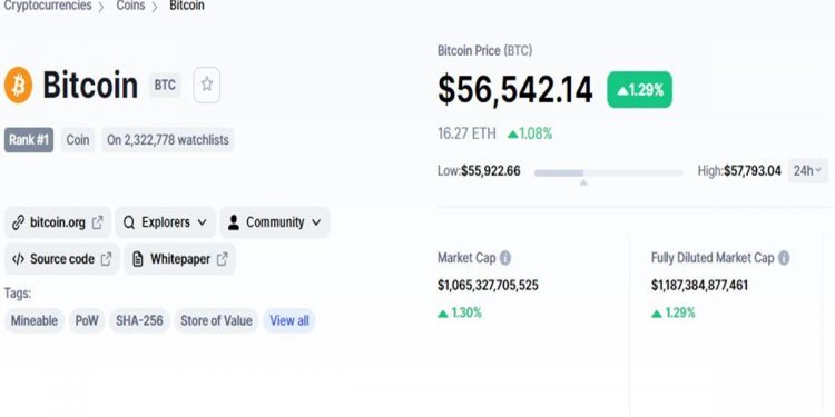 Đồng Bitcoin “vượt vũ môn” 56.000 USD khiến các nhà đầu tư chao đảo