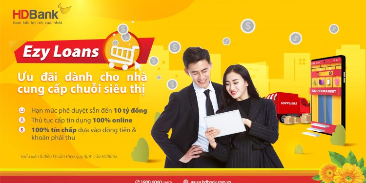 HDBank cung cấp 100% tín dụng trực tuyến, tài trợ vốn ưu đãi cho các nhà cung cấp siêu thị