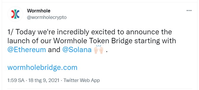 Wormhole Token Bridge đi vào hoạt động với Ethereum và Solana