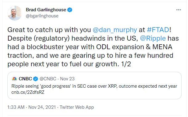 ViMoney - XRP sẽ tăng giá khi kết thúc vụ kiện với SEC - Brad Gralinghouse
