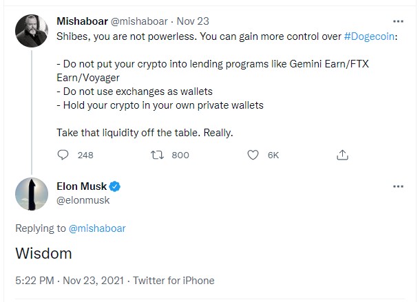 Elon Musk tag thẳng Giám đốc điều hành Binance để hỏi về Dogecoin - Musk ủng hộ Mishaboar