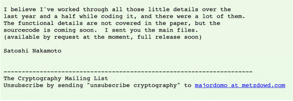 Lời bình luận đầu tiên cho Sách trắng Bitcoin là của Satoshi?