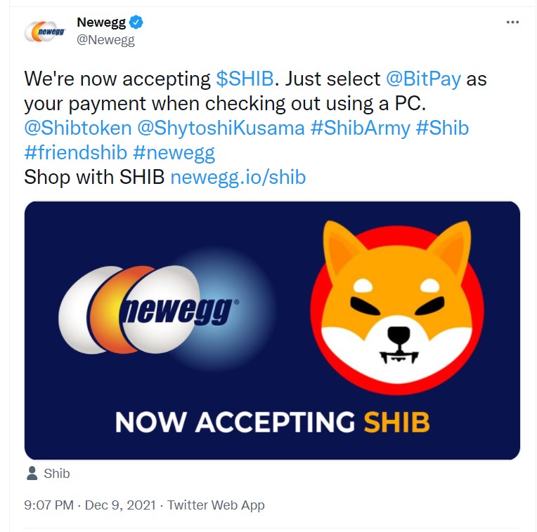 ViMoney: Điểm tin Crypto cuối tuần 11/12  - SHIB được chấp thuận thanh toán bởi Newegg