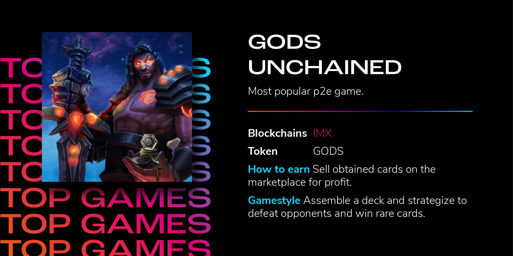 ViMoney;  Principais jogos P2E de 2021 - 5.Gods Unchained -GODS