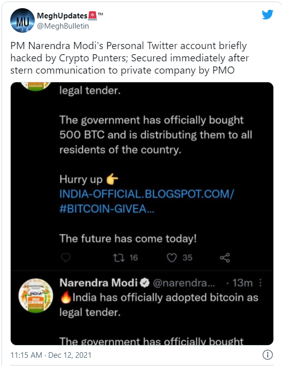 Chính phủ Ấn Độ không mua Bitcoin