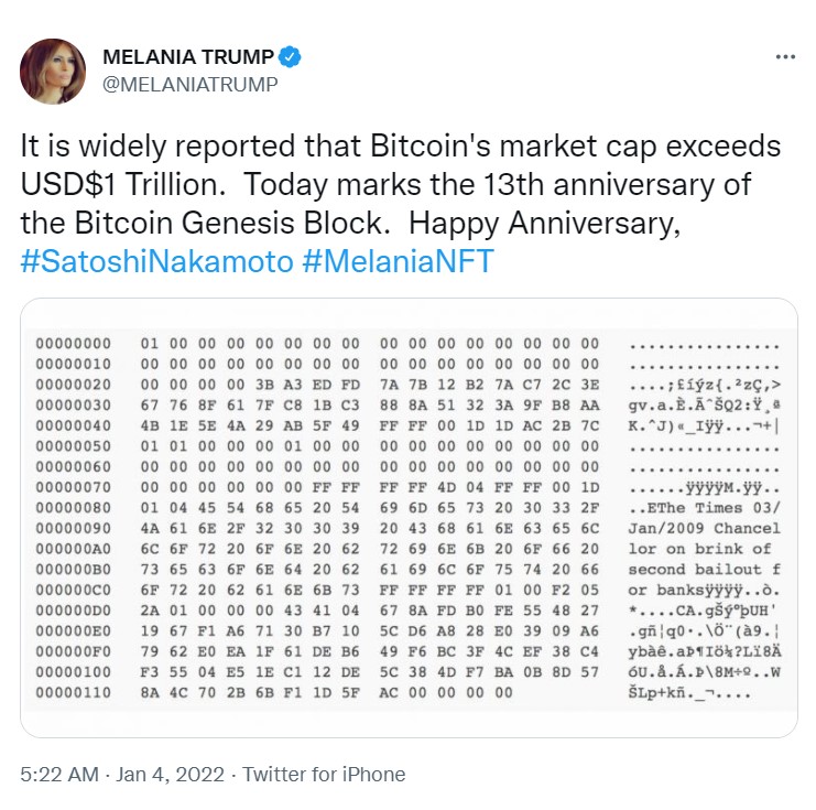 ViMoney: Melania Trump gây xôn xao cộng đồng Bitcoin khi trở thành một Bitcoiner