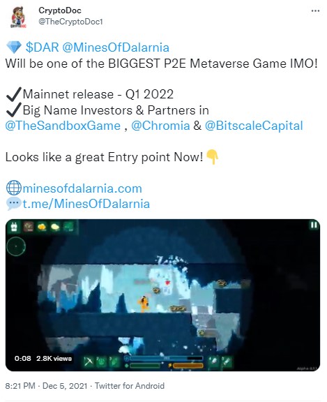 ViMoney: 5 mã thông báo Metaverse hàng đầu sẽ phát triển thịnh vượng năm 2022! Mines Of Dalarnia