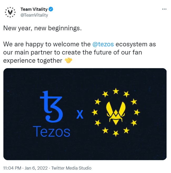 ViMoney: Điểm tin Crypto 08/01: Team Vitality hợp tác Tezos