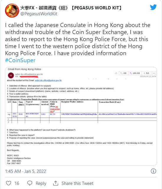 Coinsuper tại Hong Kong gặp vận đen