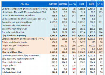 ViMoney: VPS lai sau thuế gần 800 tỷ đồng, riêng mảng tự doanh lỗ gần 600 tỷ đồng trong năm 2021