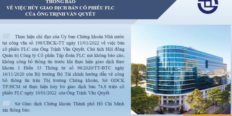 HOSE hủy giao dịch bán “chui” gần 75 triệu cổ phiếu FLC của ông Trịnh Văn Quyết