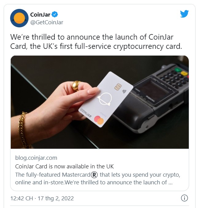 ViMoney: Điểm tin Crypto ngày 19/2: CoinJa ra mắt thẻ tiền điện tử Mastercard đầy đủ dịch vụ cho người dùng Anh