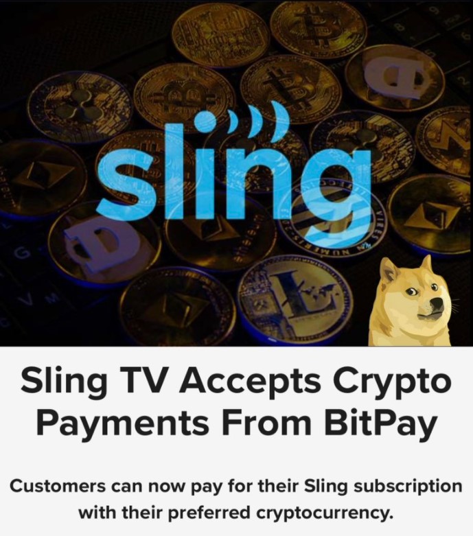 ViMoney: Dogecoin được chấp nhận bởi Dịch vụ truyền hình trực tuyến Sling TV qua BitPay