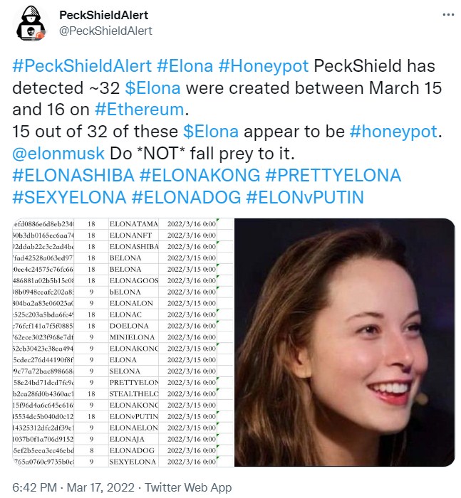 ViMoney: Cảnh báo: Những kẻ lừa đảo tạo token "Elona" ăn theo meme phiên bản nữ của tỷ phú