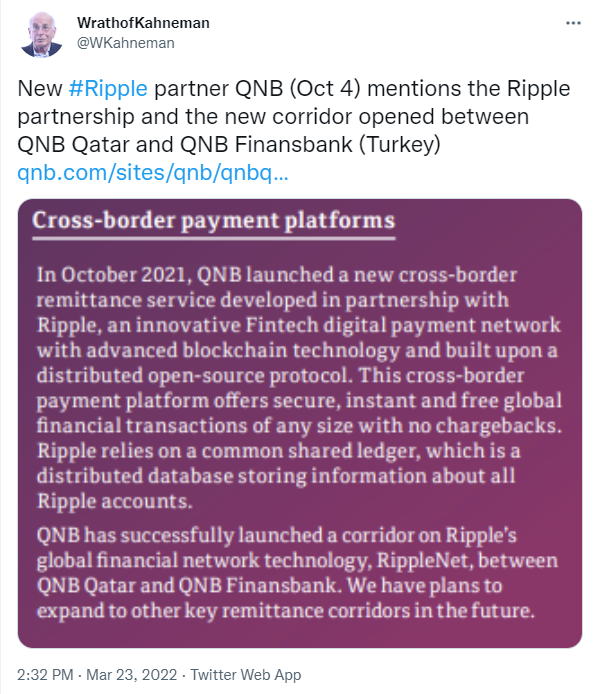ViMoney: Ripple mở rộng hoạt động sang Trung Đông với sự hợp tác với ngân hàng đối tác QNB h2
