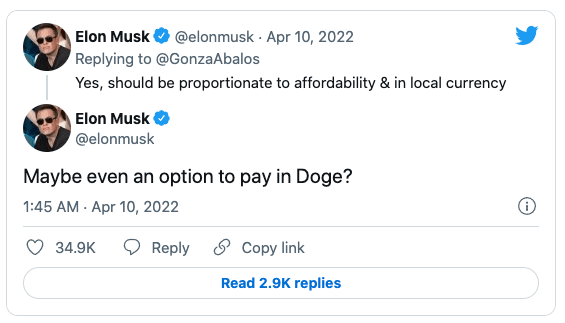 ViMoney: DOGE tăng nhờ báo cáo của NYT về việc Hội đồng quản trị của Twitter đang xem xét đề nghị của Elon Musk h2