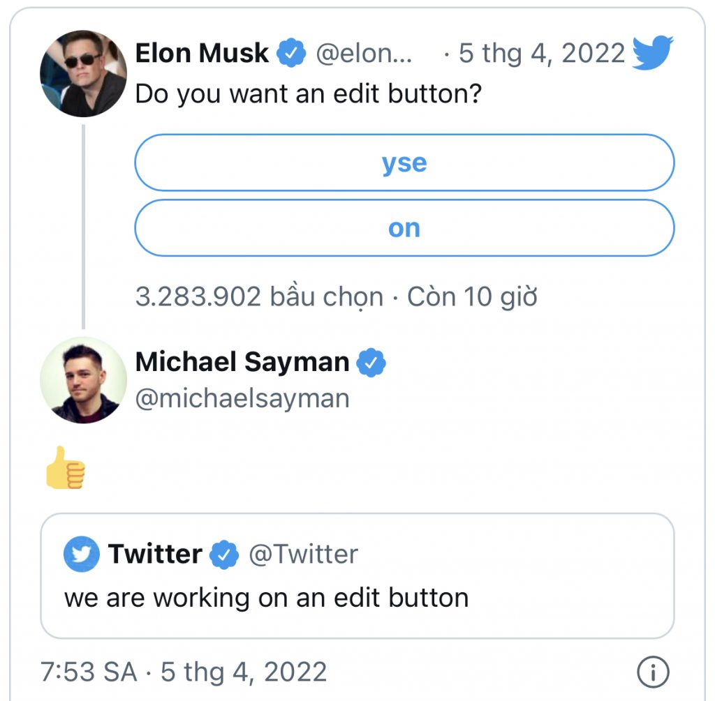 ViMoney-Elon Musk tạo khảo sát