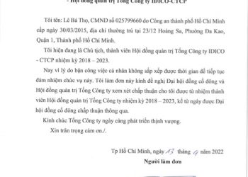 Chủ tịch HĐQT Lê Bá Thọ nộp đơn xin từ nhiệm tại IDICO (IDC) vì lý do bận việc cá nhân - Ảnh 1.