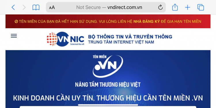 Sự cố hi hữu, website VNDirect không vào được vì hết hạn tên miền 