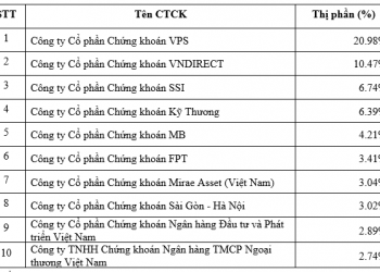 ViMoney: Thị phần môi giới HNX quý 1/2022: Top đầu giữ nguyên thứ hạng