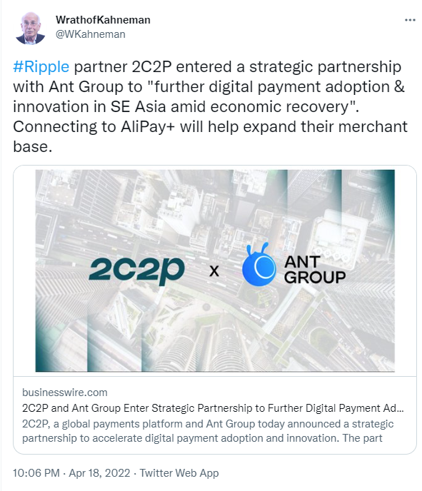 ViMoney: 2C2P của RippleNet hợp tác với Công ty mẹ Alipay để cải thiện thanh toán kỹ thuật số ở Đông Nam Á