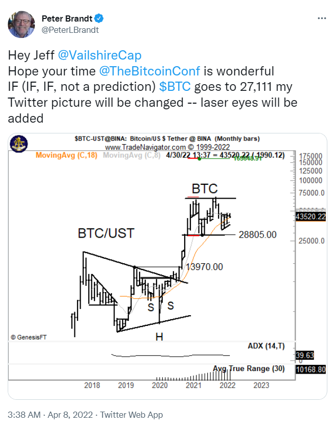 ViMoney: Peter Brandt tiết lộ khi nào ông sẽ thêm "mắt laser" Bitcoin vào ảnh đại diện Twitter h1