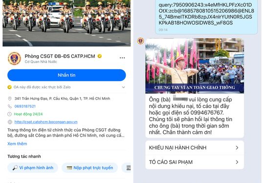 Thành phố Hồ Chí Minh - Người dân "chat Zalo" với CSGT để khiếu nại, tra cứu phạt nguội