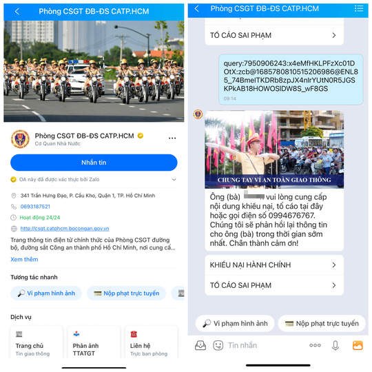 Thành phố Hồ Chí Minh - Người dân "chat Zalo" với CSGT để khiếu nại, tra cứu phạt nguội
