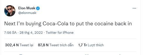 Sau khi thâu tóm thành công Twitter, Elon Musk muốn mua lại Coca Cola