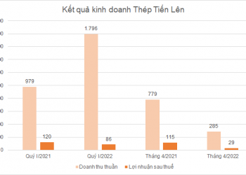 Lợi nhuận Thép Tiến Lên tháng 4 giảm 75% - Ảnh 1.