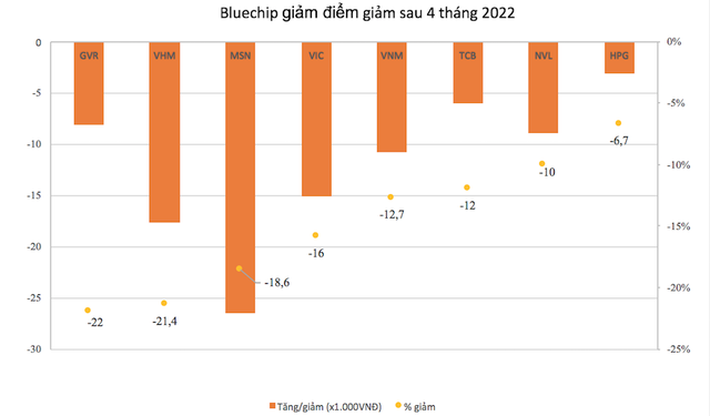 Thị trường biến động, loạt cổ phiếu Bluechips giảm sâu sau 4 tháng đầu năm - Ảnh 1.