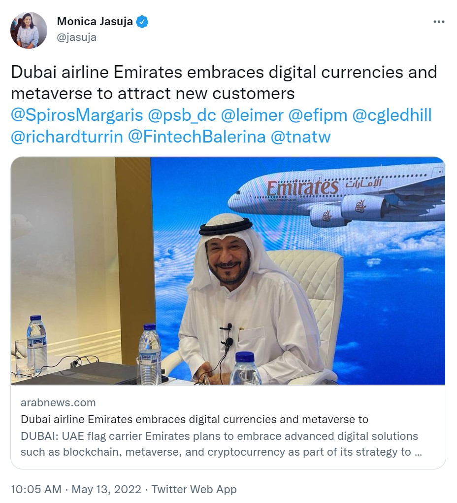 ViMoney: Hãng hàng không Emirates chấp nhận thanh toán Bitcoin, chuẩn bị phát hành NFT h2