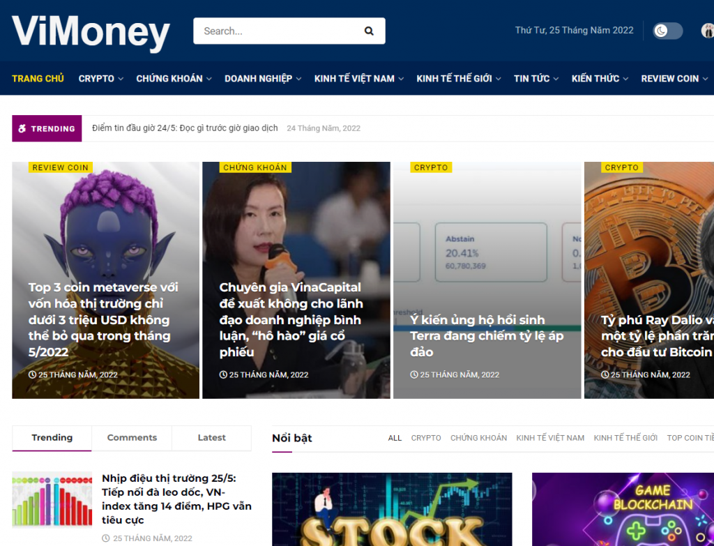 ViMoney là một trong những website uy tín trong lĩnh vực tiền điện tử. 