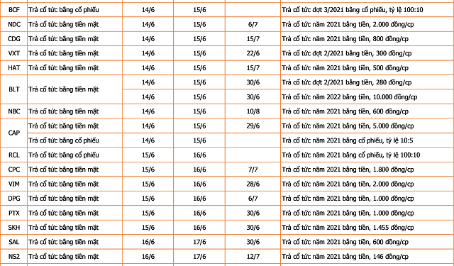 Lịch chốt quyền cổ tức, thưởng cổ phiếu tuần 13/6 - 17/6 - Ảnh 1.