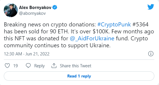 Ukraine bán NFT CryptoPunk được quyên góp với giá 100 nghìn USD