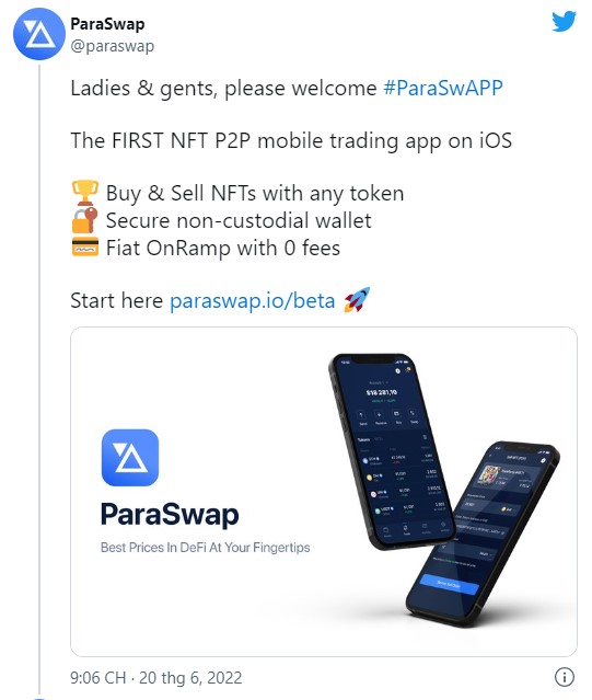 ParaSwap trình làng ứng dụng giao dịch NFT trên iOS