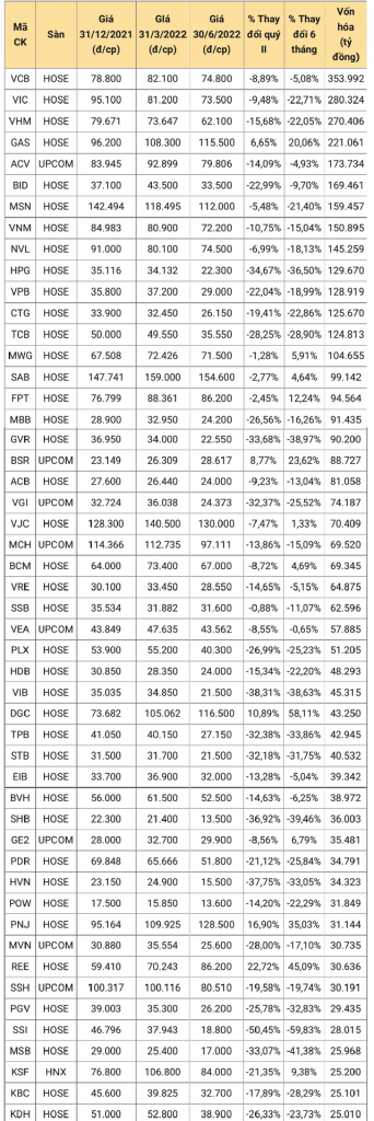 Điểm danh các cổ phiếu tăng, giảm mạnh nhất quý II và nửa đầu năm 2022: Nhiều mã vẫn tăng bằng lần - Ảnh 1.