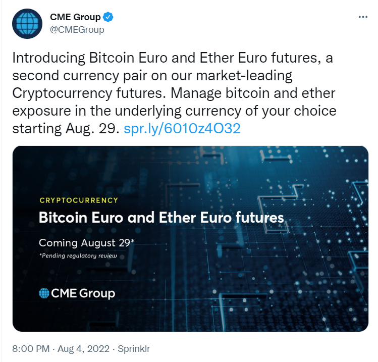 ViMoney: CME ra mắt Hợp đồng tương lai Bitcoin Euro và Ether Euro h2