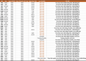 Lịch chốt quyền cổ tức, thưởng, chào bán cổ phiếu tuần 19/9 - 23/9 - Ảnh 1.