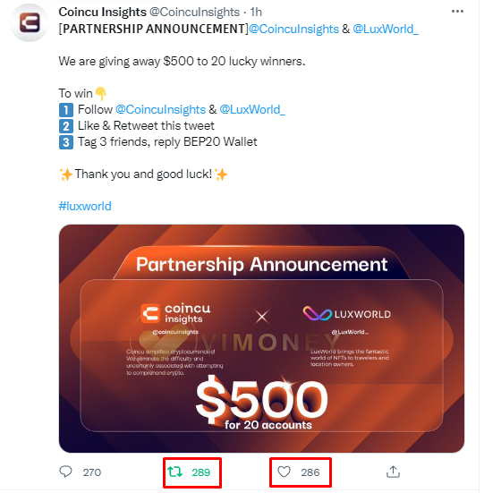 Nhận thưởng 500 USD từ LuxWorld